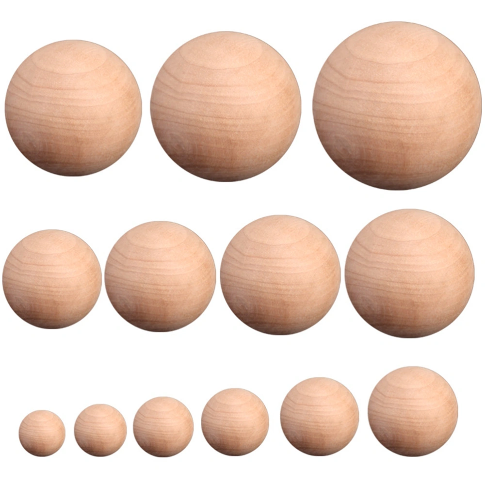 3PCS Wood Ball Round Shape Natural Unfinished Wooden Round Craft Ball Sanded Smooth Solid Wood Balls