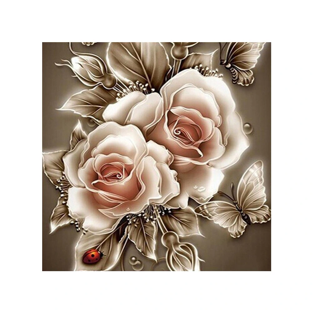 5D DIY Unframed Diamond Embroidery Painting of Brown Flower Handmade Cross Stitch Printing Craft Kits