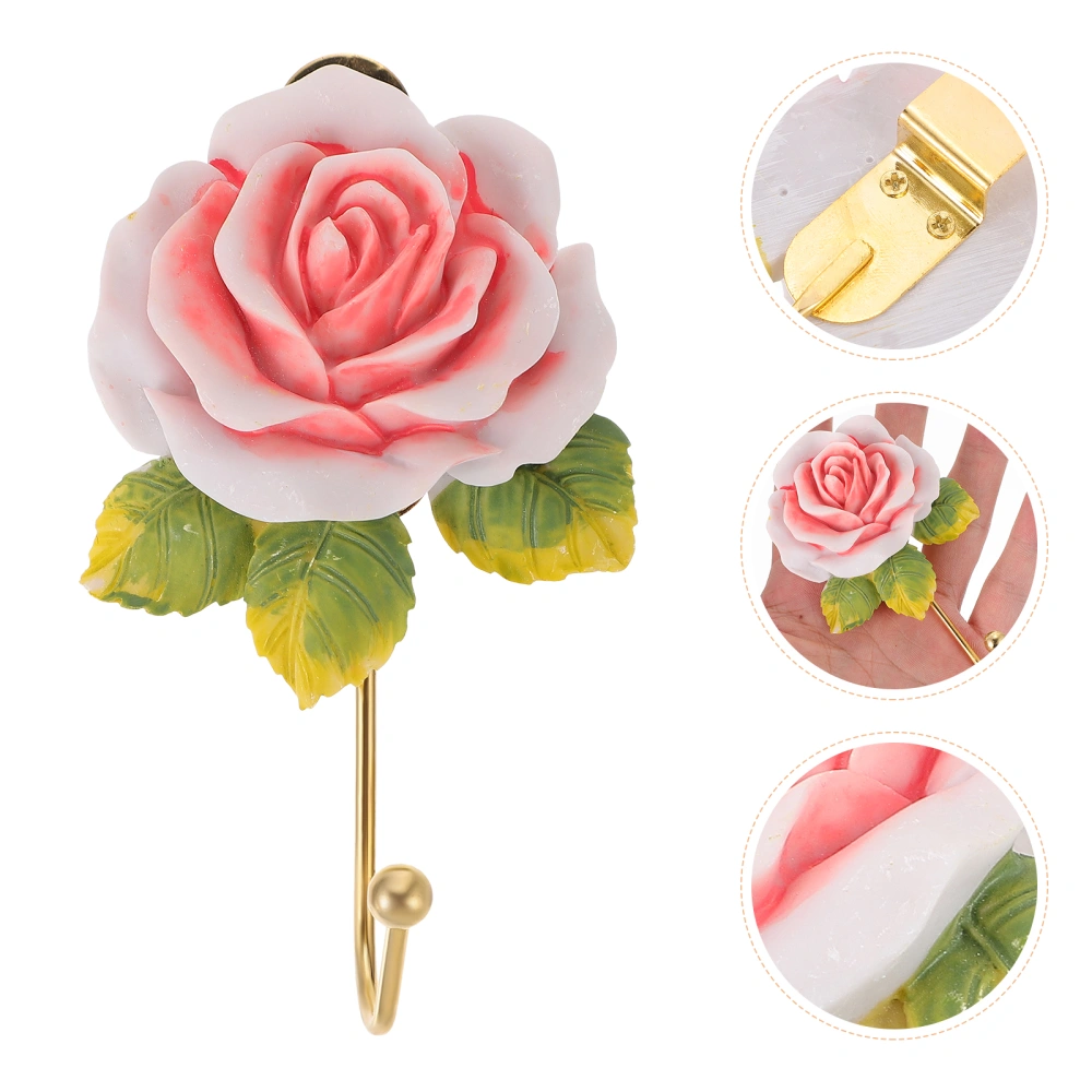 Rose Pattern Hook Wall Hanger Resin Single Hook Sundries Organizer Hanging Hook