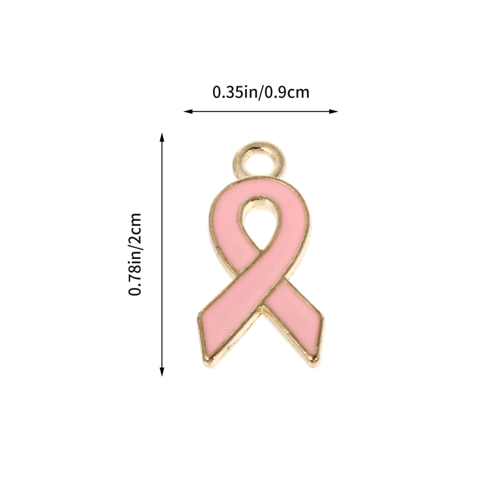 120Pcs Pink Ribbon Charms Breast Cancer Awareness Charms DIY Jewelry Accessories