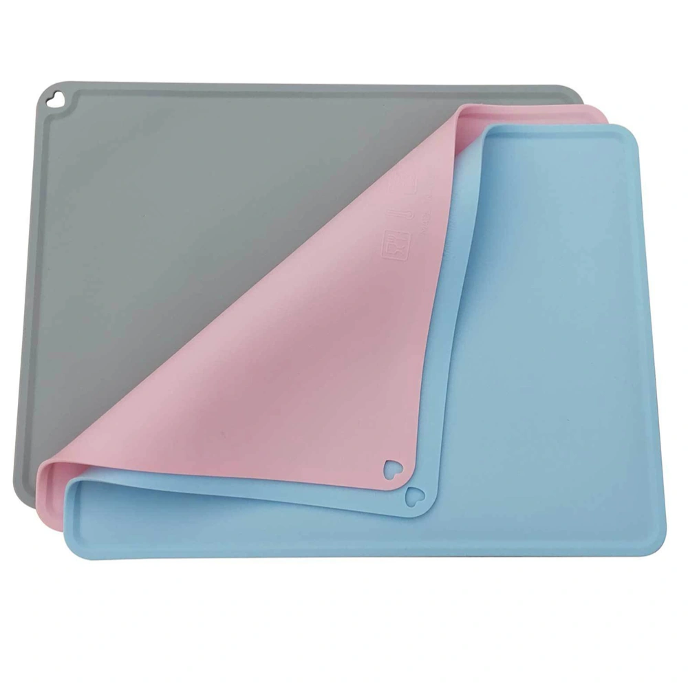 2pcs Silicone Mat Durable Food Grade Place Mat Non-slip Heat-resistant Place Pad for Pot Pan Bowl Cup (41x31cm, Light Blue and Dark Pink Each 1 PC)