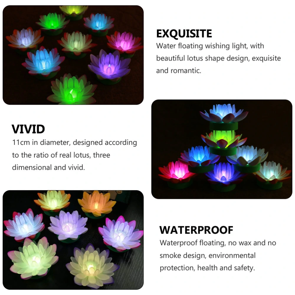 1Pc LED Colorful Lotus Lamp Water Floating Lantern Electronic River Light