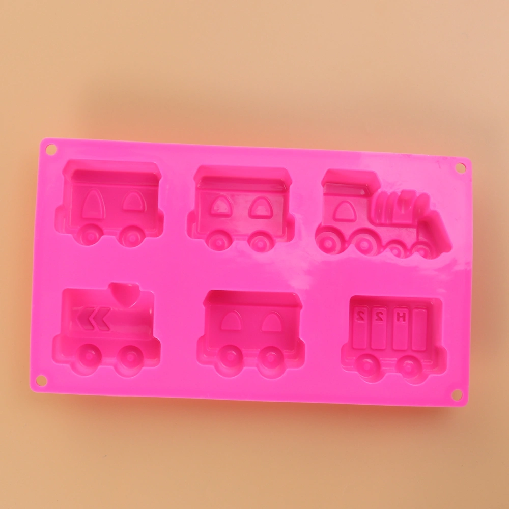 6 Cavity Silicone Chocolate Mold Car Train Baking Cake Decorating Tools (Random Color)