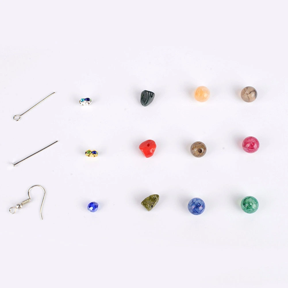 1 Set DIY Handmade Earrings Accessory Ear Hook Copper Spacer Natural Stone Kit Crystal Scattered Beads Set Delicate DIY Ear Jewelry Material for Earrings Making Assorted Color