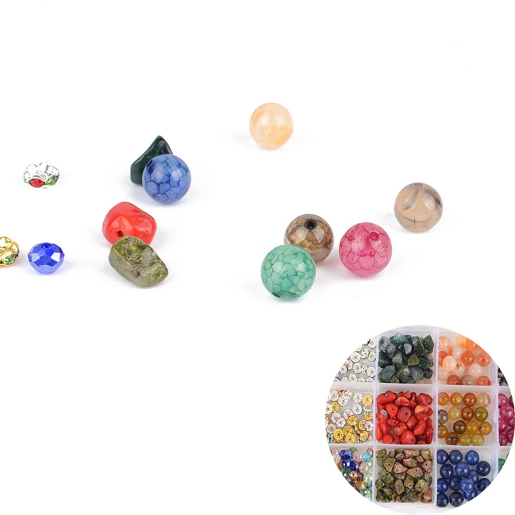 1 Set DIY Handmade Earrings Accessory Ear Hook Copper Spacer Natural Stone Kit Crystal Scattered Beads Set Delicate DIY Ear Jewelry Material for Earrings Making Assorted Color