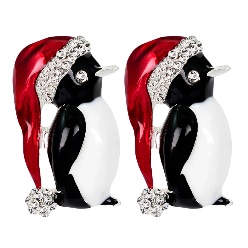 2pcs Christmas Brooch Clothes Penguin Breastpin for Woman Girl Decoration