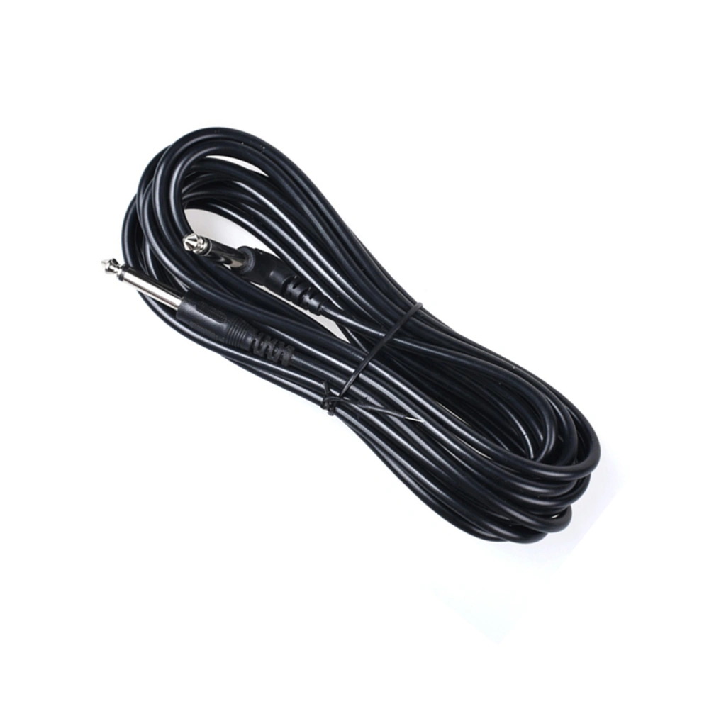 5M Guitar Cable for Bass Instrument Professional 6.35mm Straight to Right Angle Cord (Black)