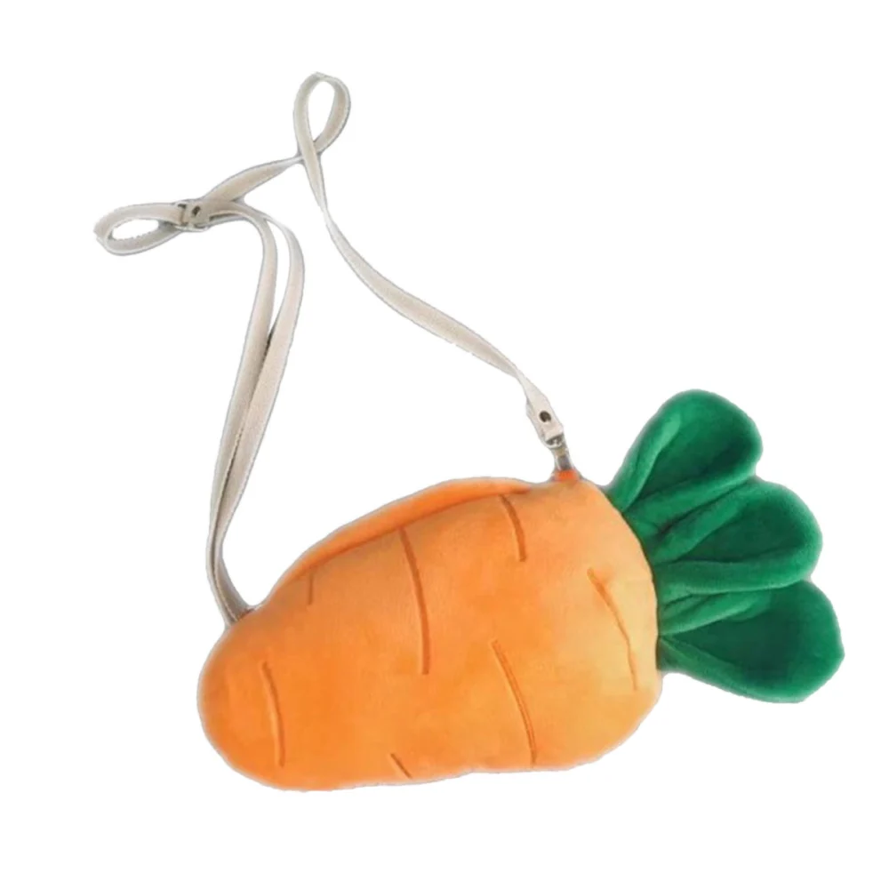 Small Carrot Bag Creative Casual Carrot Storage Bag for Woman Girl Kid (Orange)