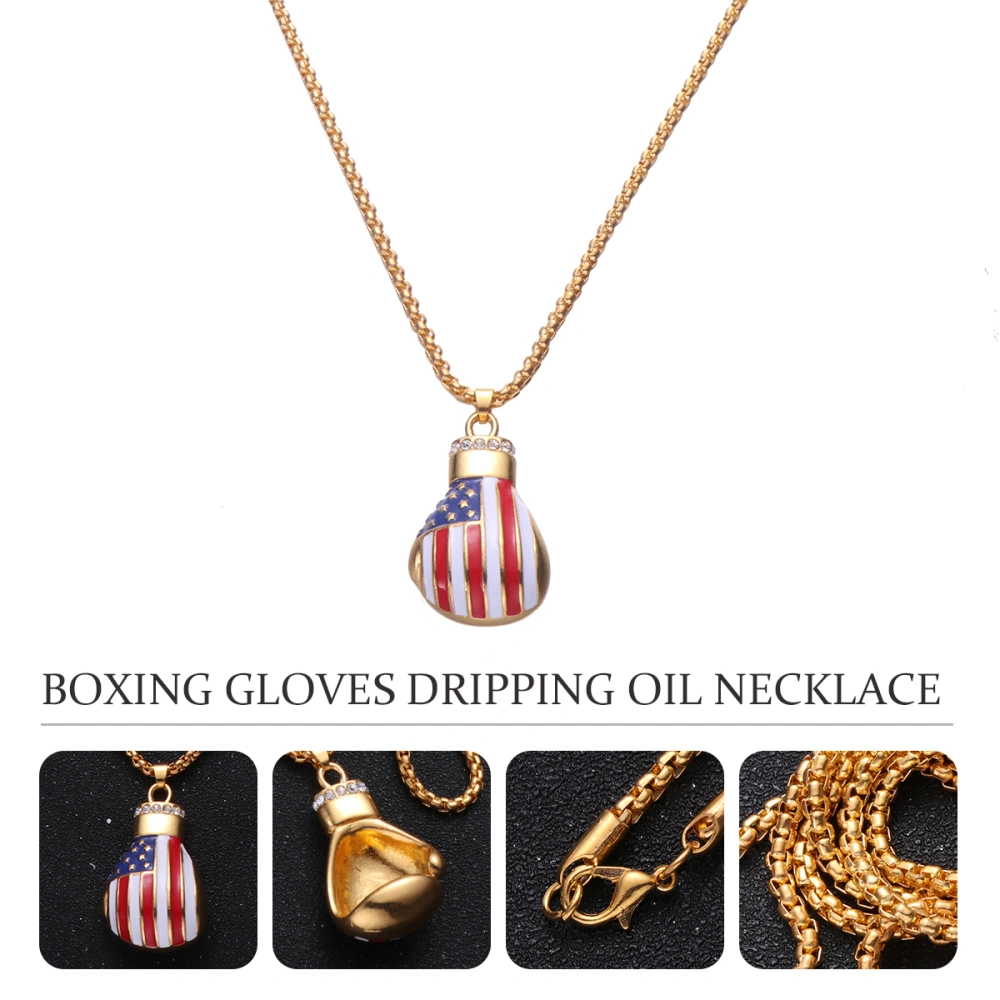 Creative Independance Day Commemorative Boxing Gloves Necklace Unisex Hanging Pendant Personality Jewelry for Woman Men