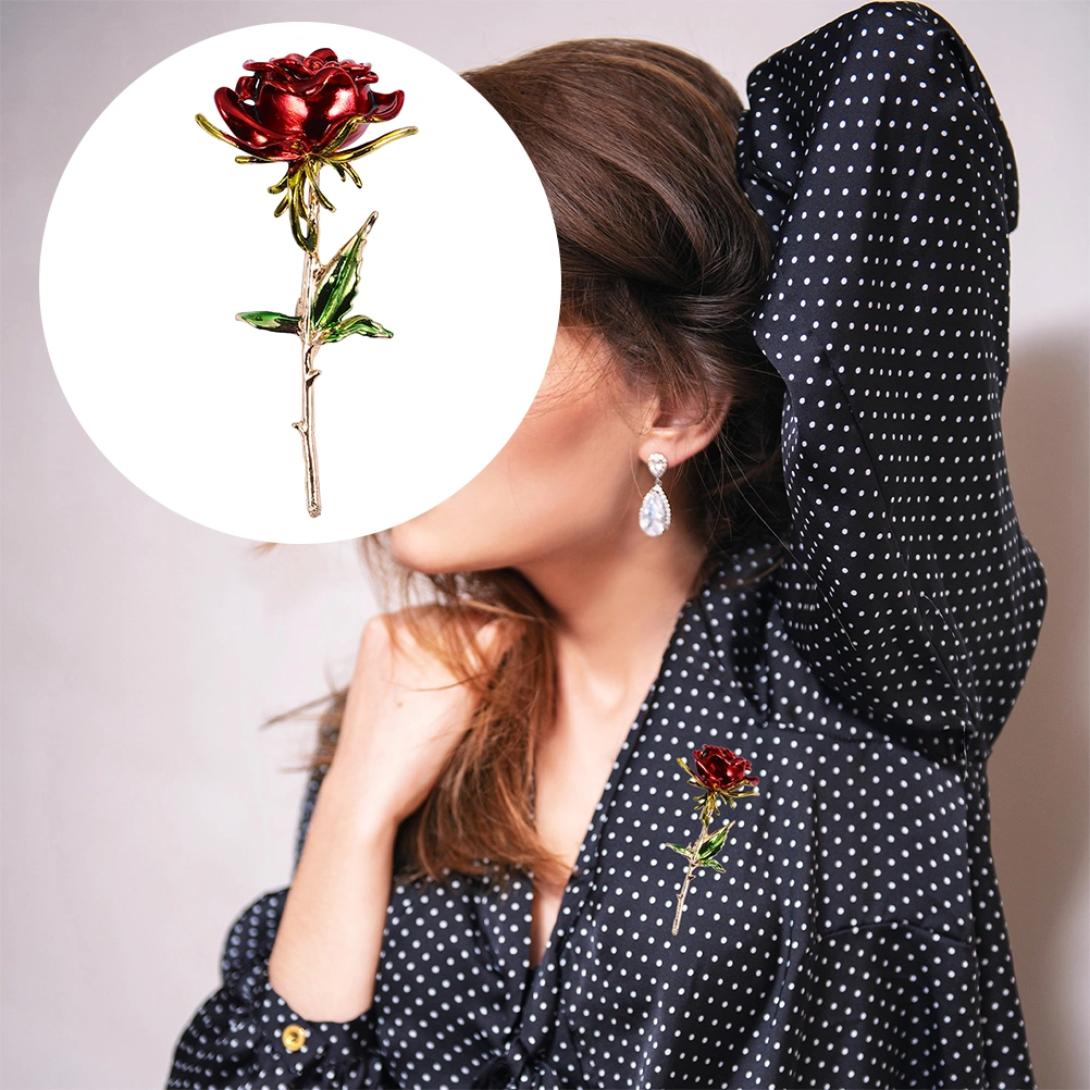 Creative Rose Clothes Brooch Stylish Alloy Rose Brooch Rose Brooch Pin