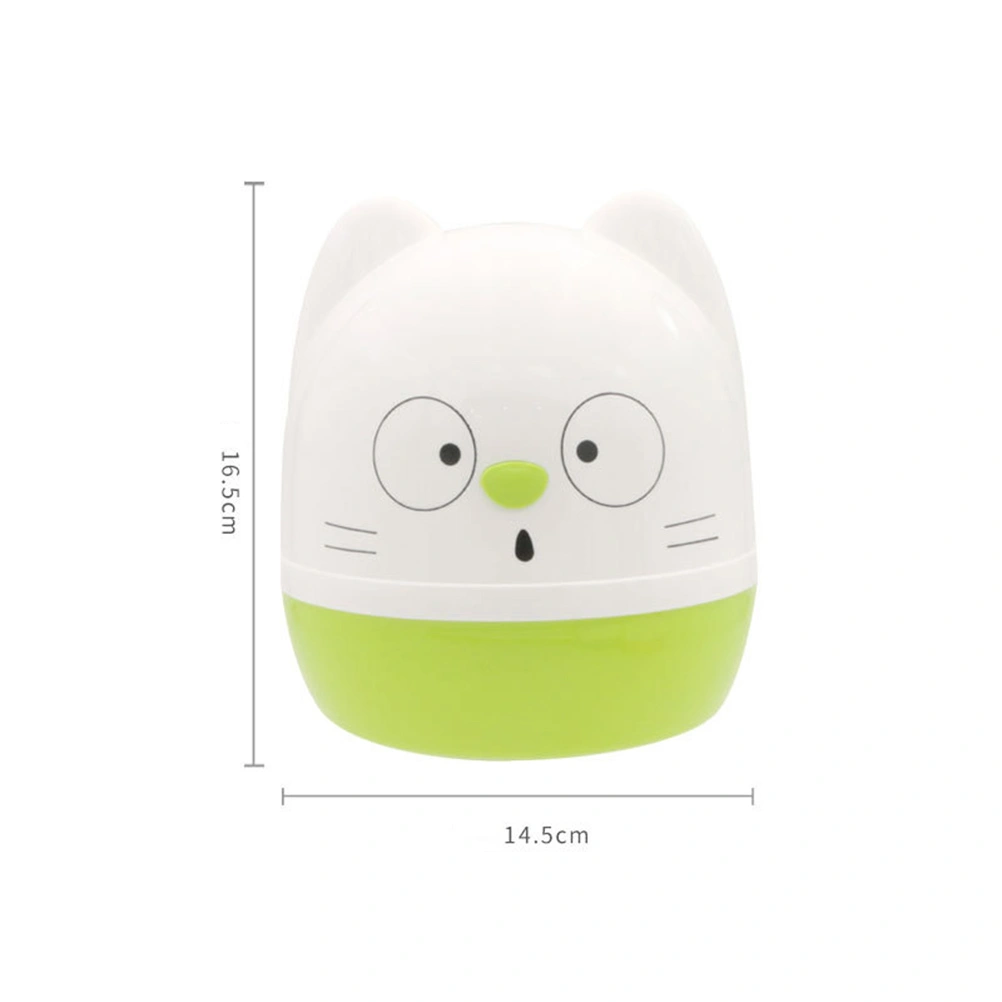 1pc Roll Paper Storage Container Holder Cartoon Toilet Tissue Box Plastic Round Shape for Home (White + Green)