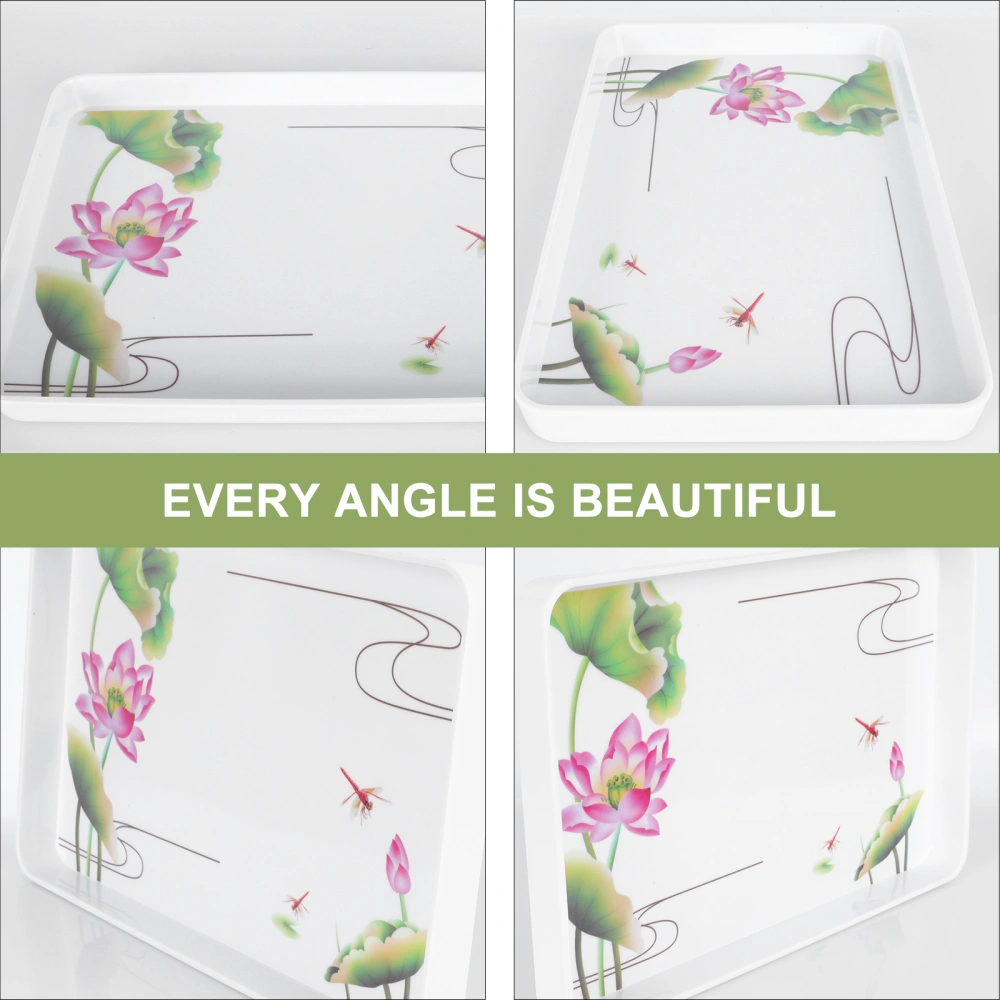 1Pc Rectangular Serving Tray Flower Pattern Fruit Tray Cake Bread Tray for Home