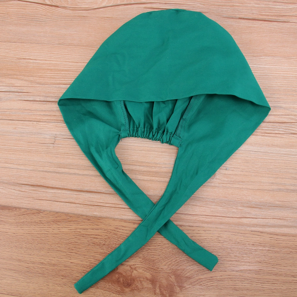 Cotton Nurse Hat Doctor Working Hat Fashion Adjustable Strap Hat Solid Color Headcloth (Green)