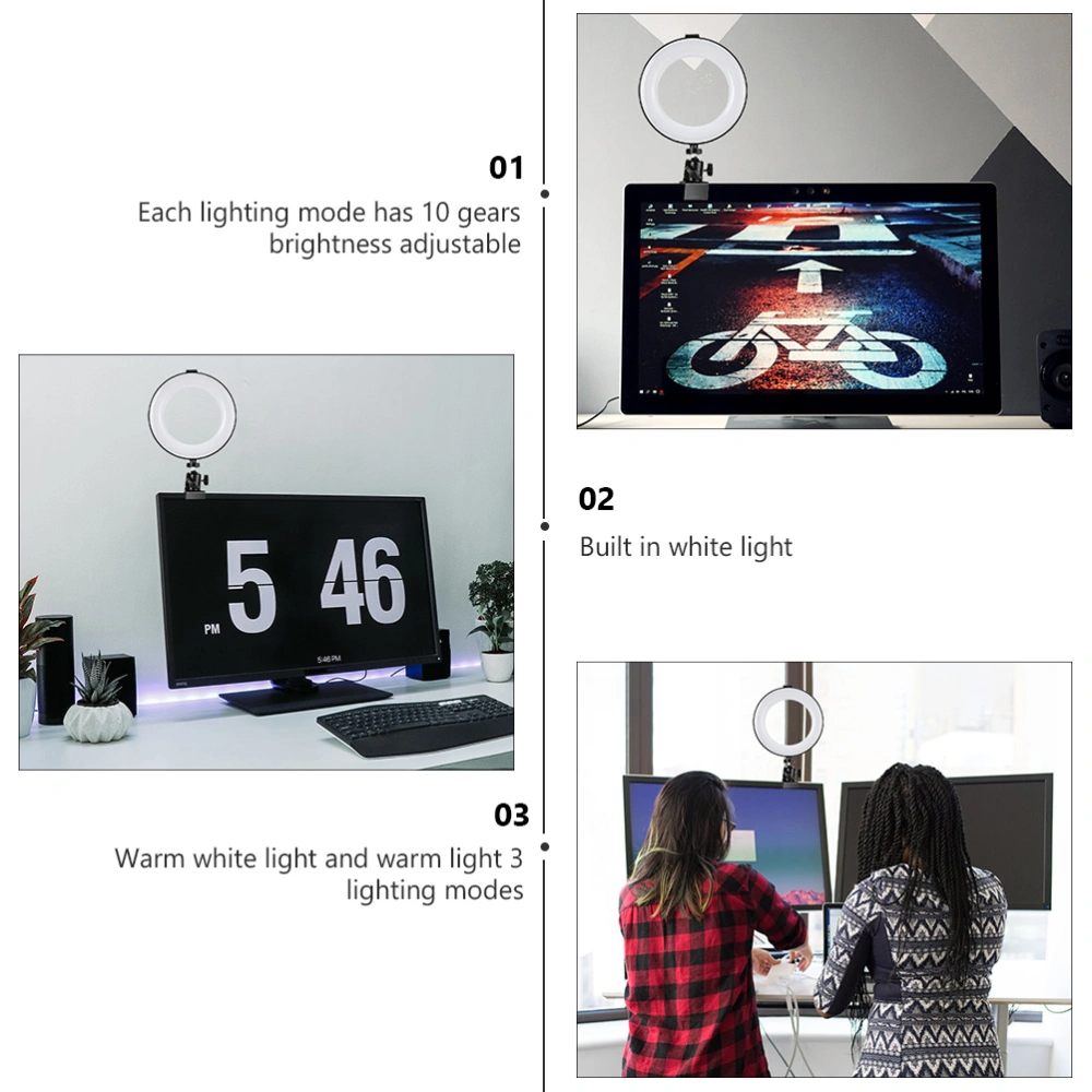 1 Set 6 inch Ring Light Dimmable Color Adjustable Selfie Halo Lamp with Clip