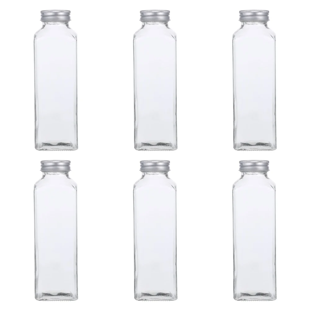 6 Pcs Convenient Glass Bottles Storage Bottles with Lid (Silver, Transparent)