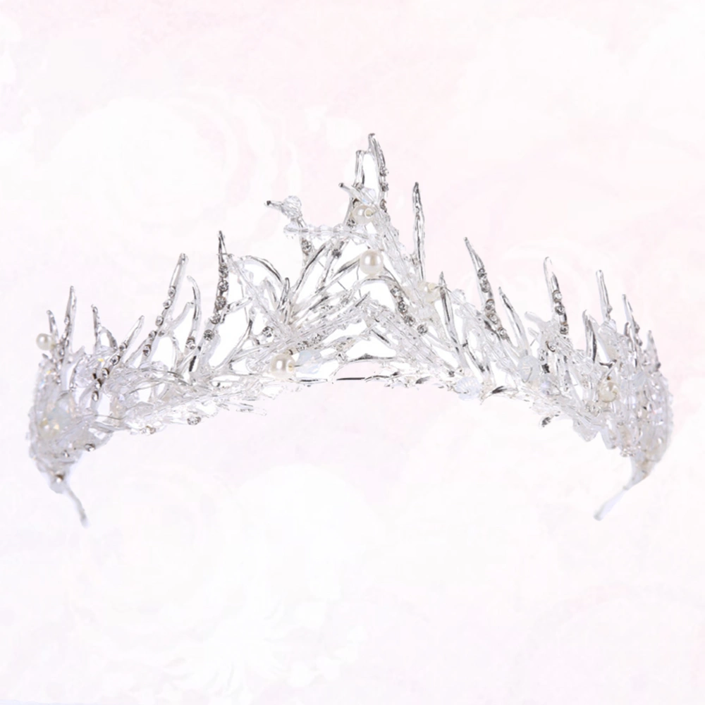 Exquisite Bride Crown Wedding Headdress Charming Headwear Photography Accessories Party Hair Ornament for Women Ladies (White)