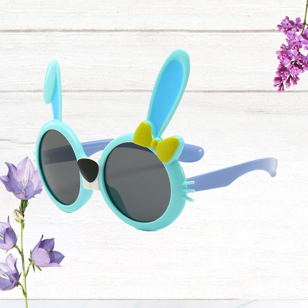 1PC Easter Silicone Sun Glasses Cartoon Rabbit Glasses Unisex Silicone Sunglasses Funny Easter Sunglasses Ultraviolet-proof Sunglasses for Kids Wearing Green+Blue