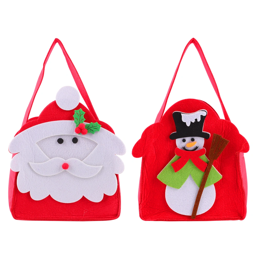 2 Pcs Christmas Cloth Gift Bags Portable Candy Totes Gift Pouches