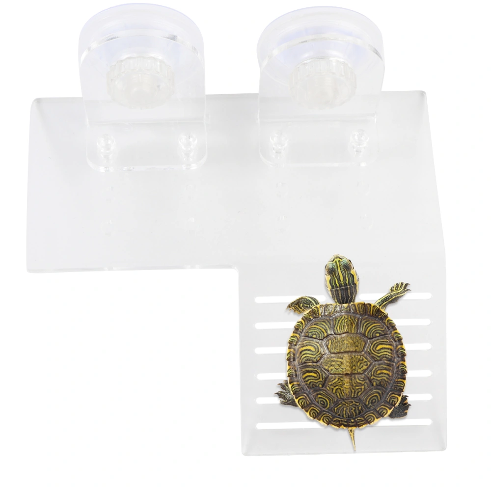 Turtle Dock Basking Platform Floating Turtle Pier with 2 Suction Cups (White) - Size S