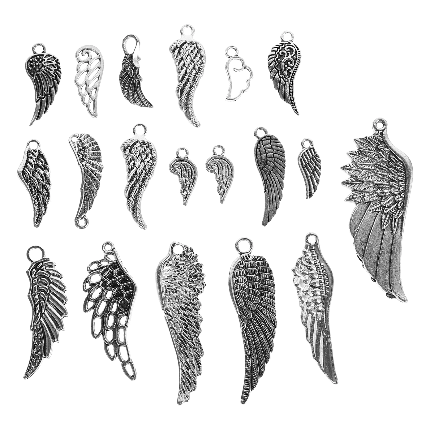 35Pcs Angel Wings Pendants Bracelet Necklace Charms DIY Jewelry Making Accessories