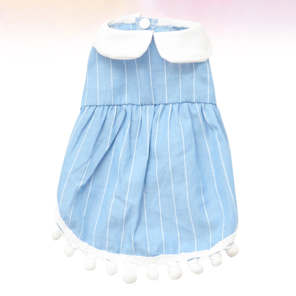 Dog Clothes Comfortable Pet Dress Shirt Collar Stripe Skirt Dress Photo Props Costume for Teddy Home Cosplay (Light Blue, Size XL)