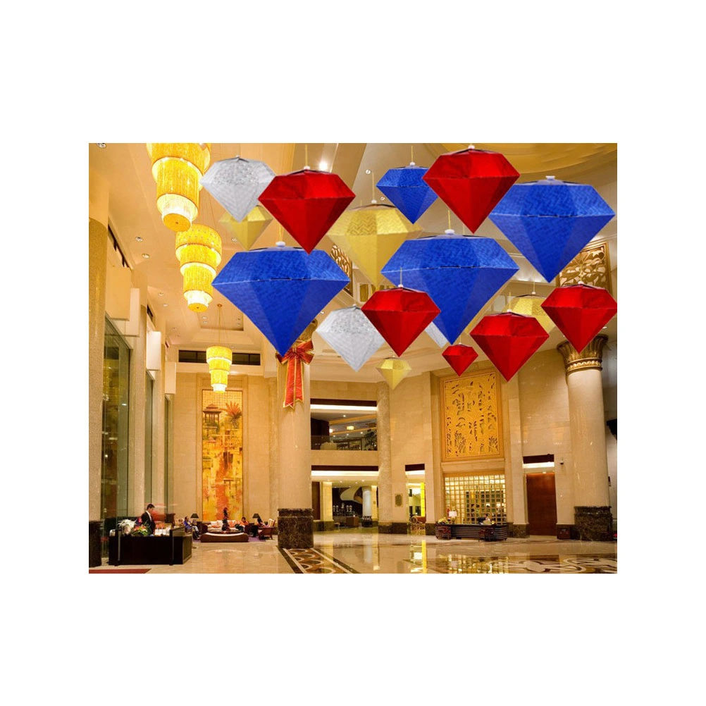 30CM Wedding Xmas Party Home Decorations   Diamond Paper Lanterns Lampshade (Silver)