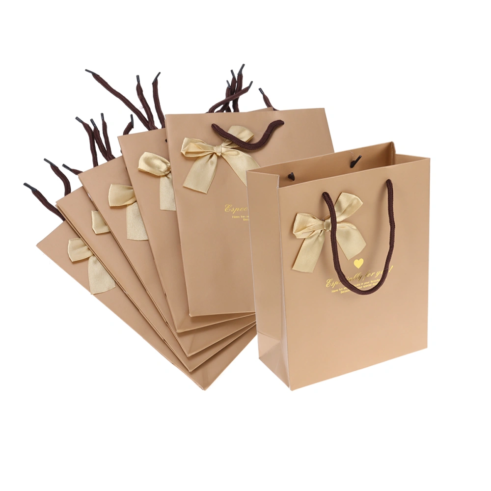 5PCS Premium Assorted Gift Bags Cube Paper Bags Retail Bags with Handles Size S (Golden)