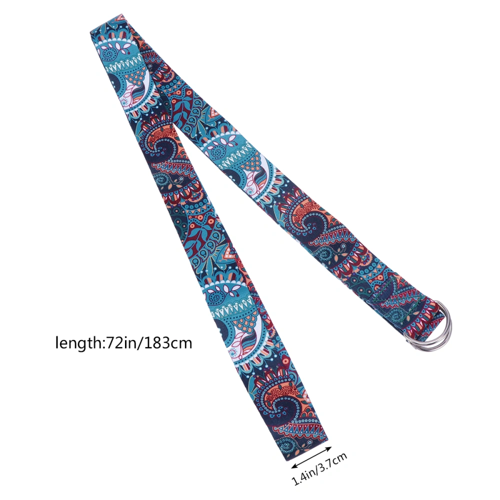 183x3.8cm Yoga Stretch Belt Blue Multi Functional Fitness Resistance Band Portable Printed Yoga Strap