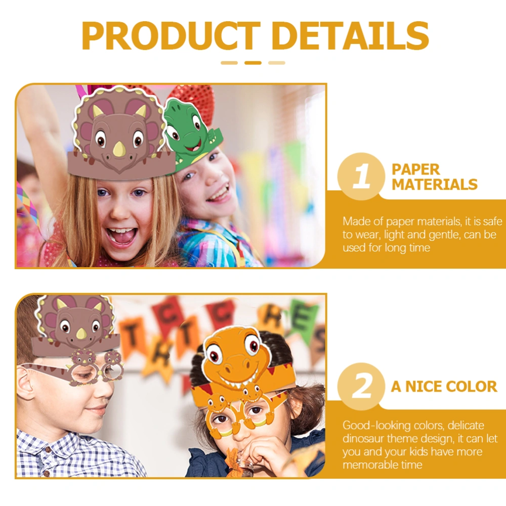 6pcs Kids Birthday Hats Dinosaur Paper Hats Children Birthday Party Headwear