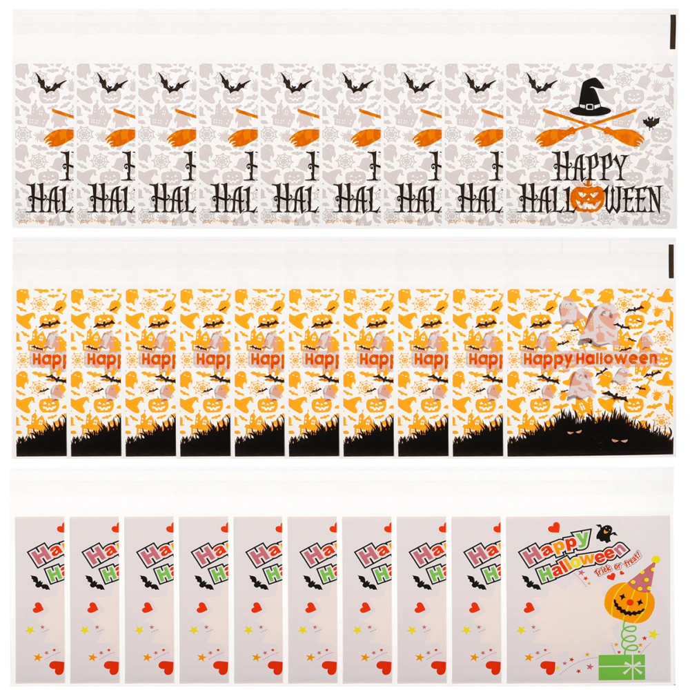 300Pcs Halloween Transparent Pouches Self Adhesive Candy Tote Baking Bakery Bag