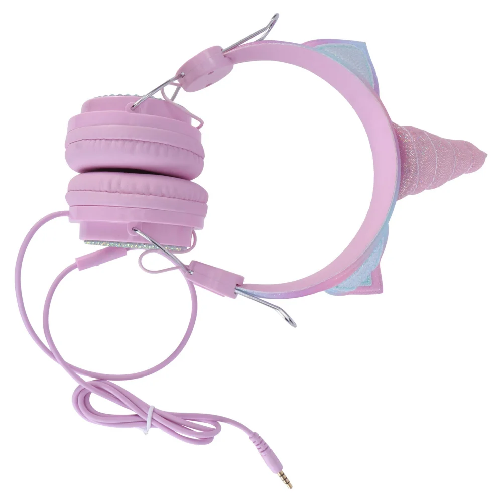 1pc Children Cartoon Unicorn Headphone Kids Headset with Mic Wired Headset(Pink)