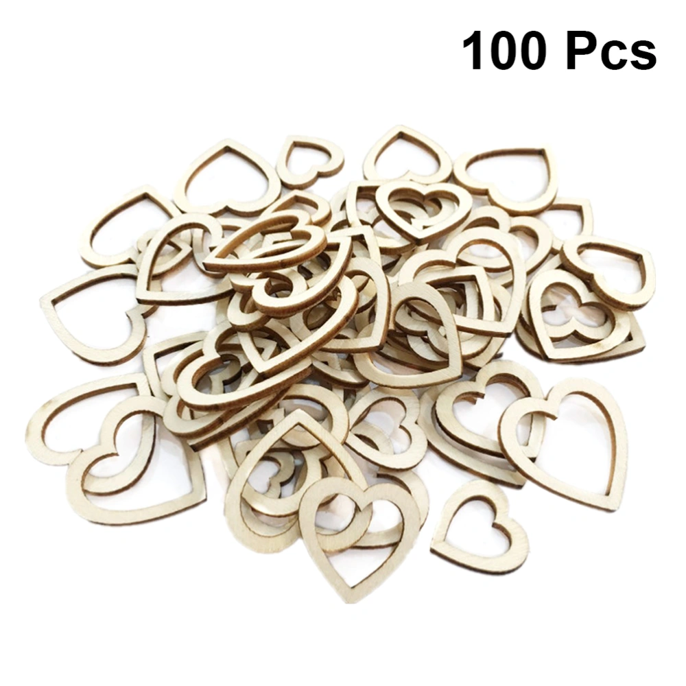 100pcs Hollow Loving Heart Wooden Chips Wedding Table Scatter Decoration Crafts Embellishments