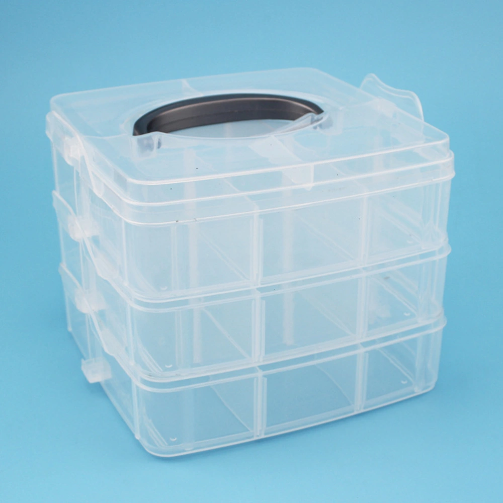 Portable Small Three Layer Detachable Plastic Box Jewelry Organizer Multipurpose Storage Case Jewelry Cosmetics Storage Box (Transparent)