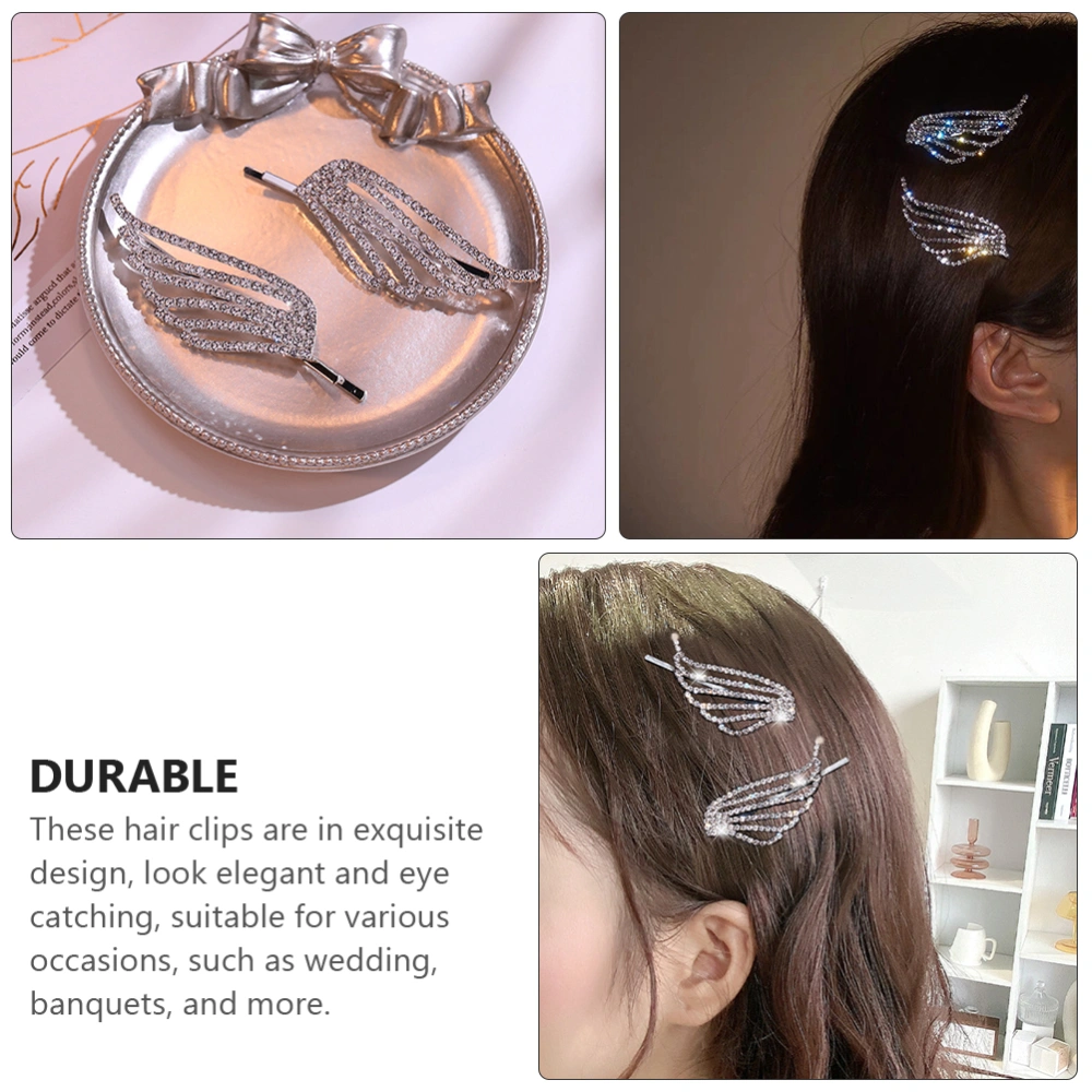 4Pcs Crystals Angel Wing Hair Clips Rhinestones Barrette Bridal Hair Piece