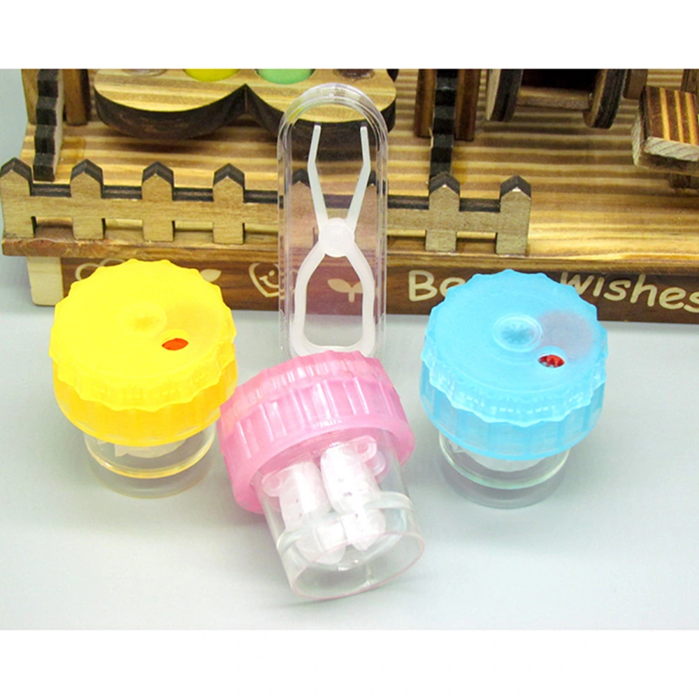 3pcs Plastic Manually Lens Cleaner Washer Lenses Cleaning Case for Daily Travel Outdoor (Yellow + Blue + Pink)