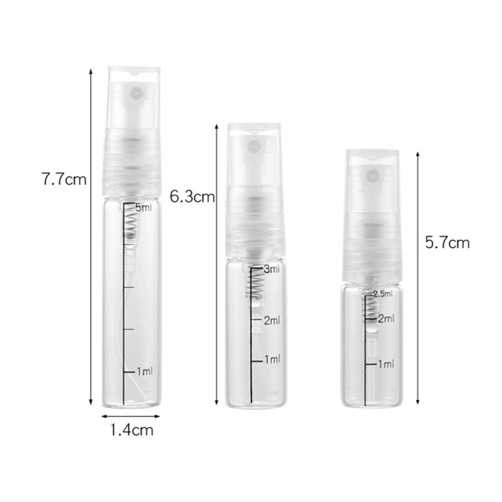 10 Pcs 2.5ml Scale Spray Bottle Glass Small Empty Spray Bottle Perfume Liquid Dispenser for Make up and Skin Care Use (White)