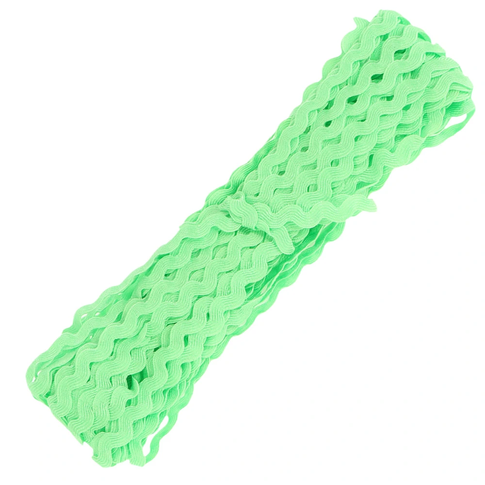 2 Roll 8mm Width DIY Clothing Accessories Wavy Ribbon S Shape Fabric Lace for Dress Sarees Blouses Caps Bags Sewing Supplies (Green, 15 Yards)