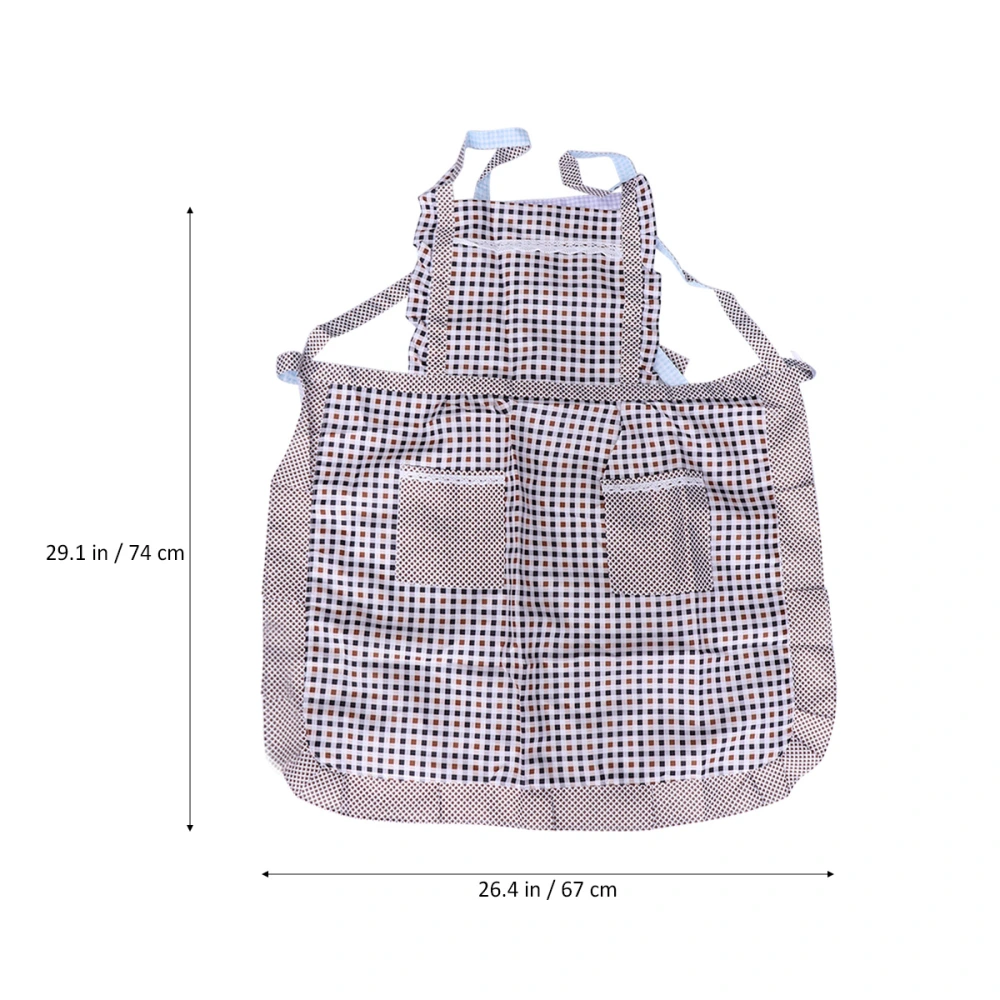 Simple Waterproof Apron Oil-proof Cooking Work Apron for Kitchen Home Cooking Baking Coffee Shop Cleaning(Coffee Grid)