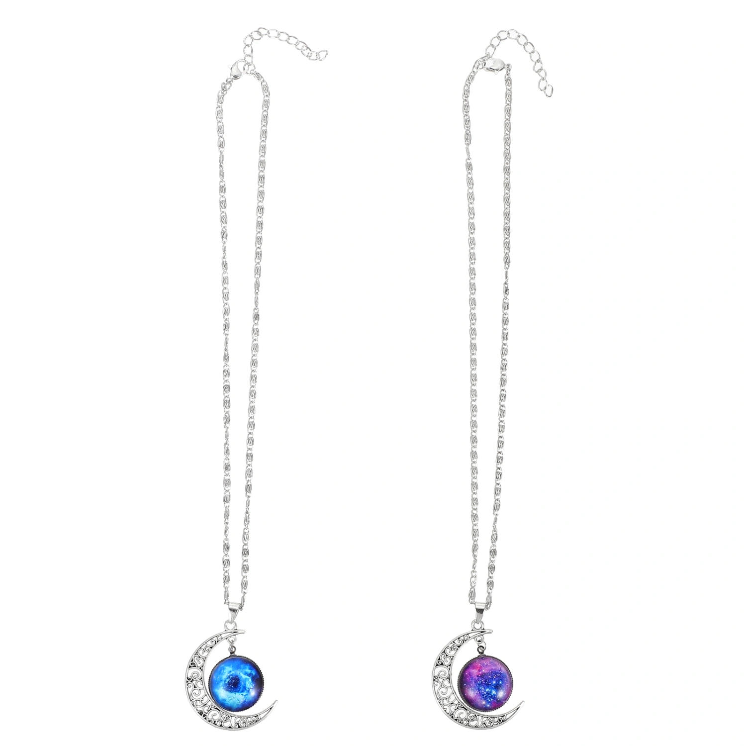 2pcs Moon Gems Necklace Stylish Pendants Moon Shape Necklace for Women