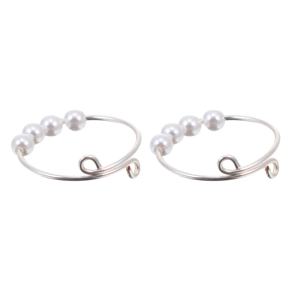 2pcs Pearl Ring Decors Depression Reduce Rings Fashion Finger Women Rings