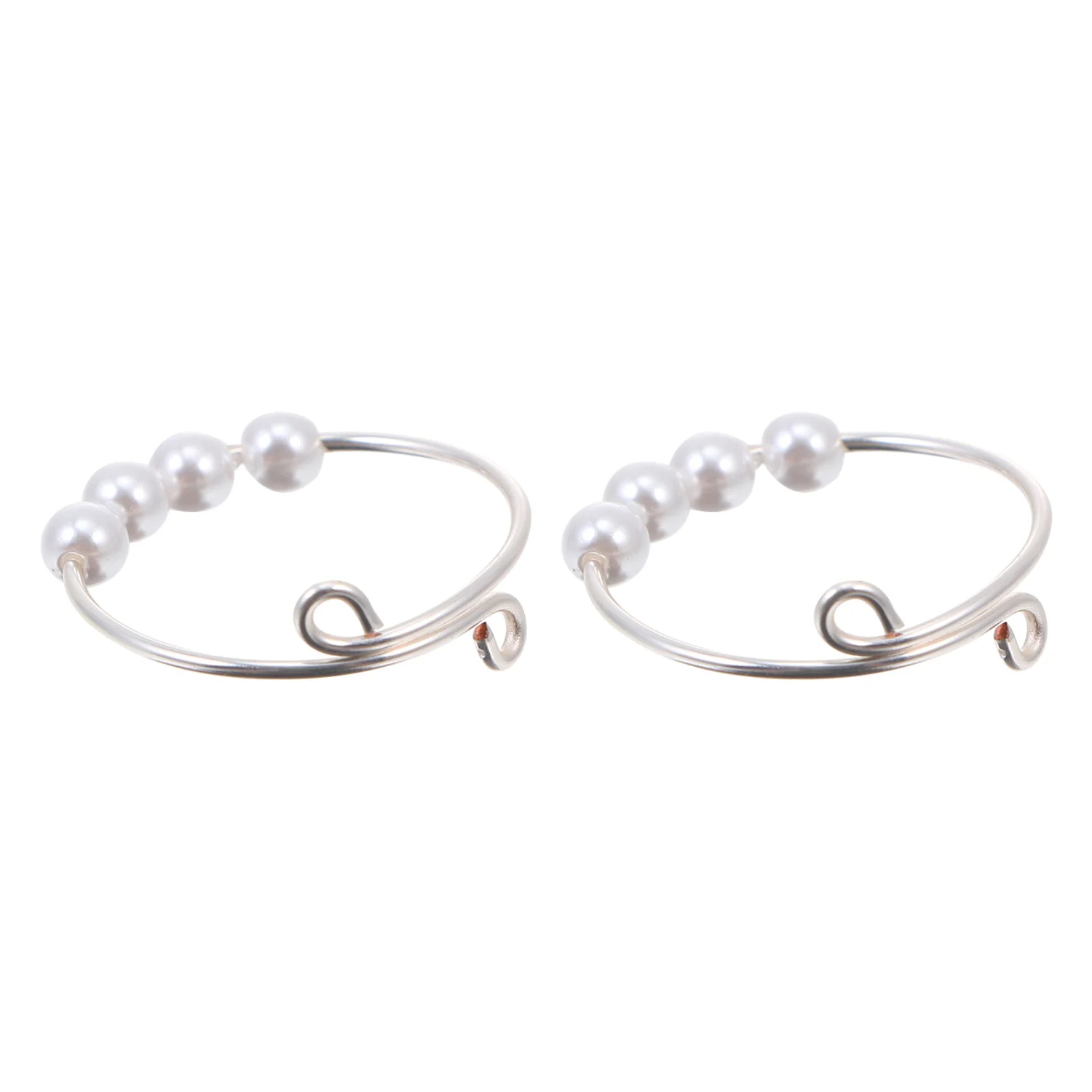 2pcs Pearl Ring Decors Depression Reduce Rings Fashion Finger Women Rings