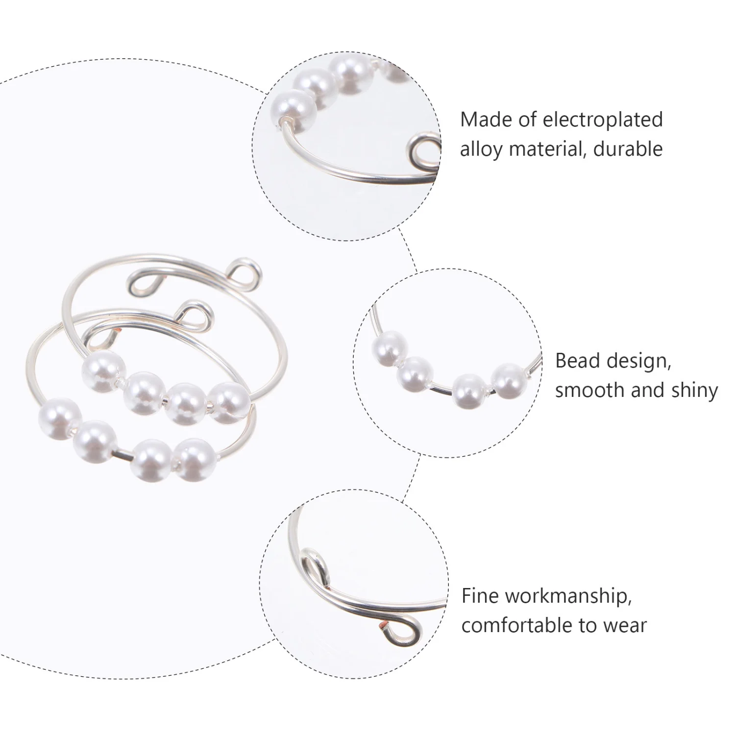 2pcs Pearl Ring Decors Depression Reduce Rings Fashion Finger Women Rings