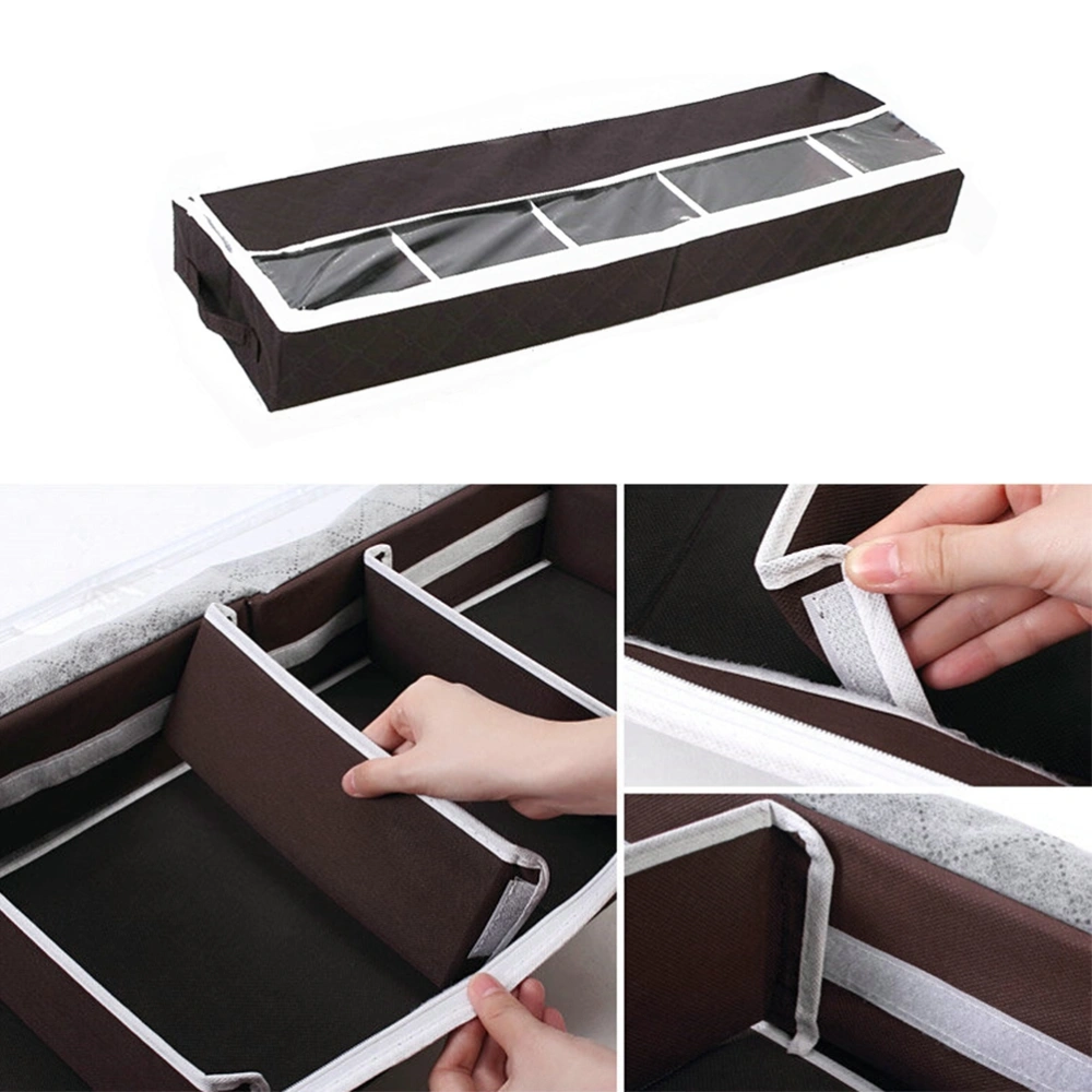 5 Grids Partition Shoes Storage Box Visible Non-woven Fabric Organizer Boxes for Boots Underwear Socks