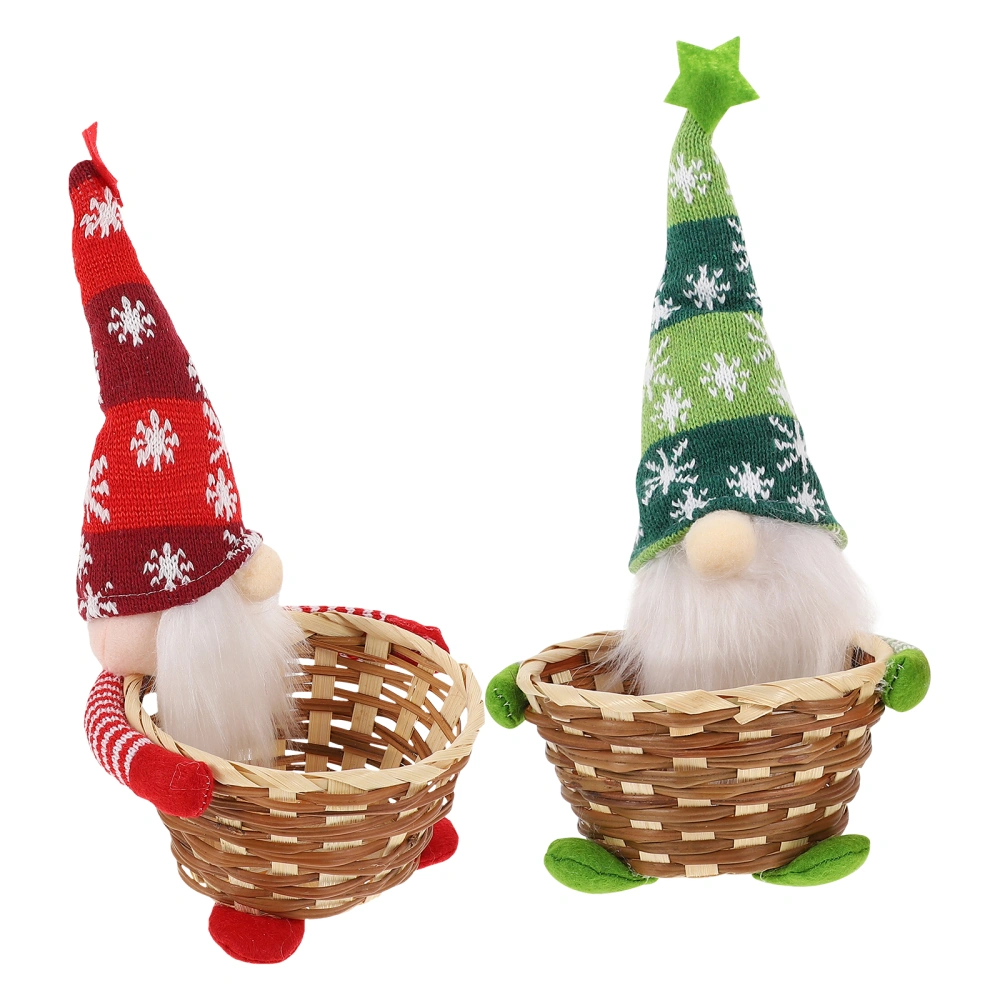 2pcs Christmas Faceless Doll Baskets Decorative Candy Baskets Xmas Decors