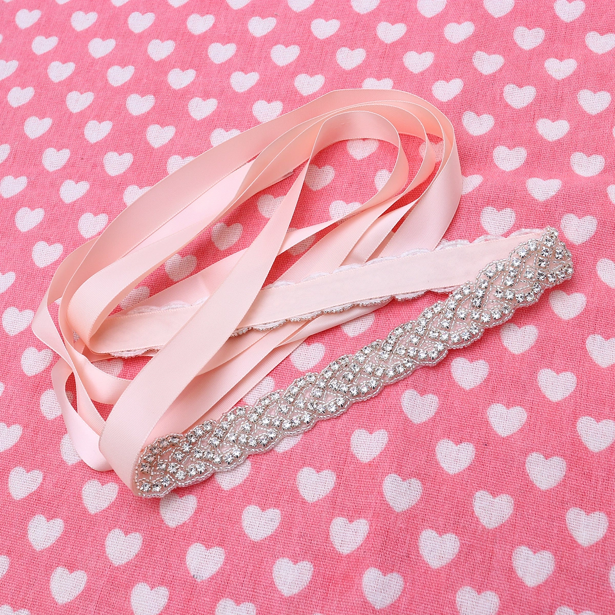 Pink Bridal Rhinestone Crystal Wedding Dress Belt Elegant Rhinestone Decor Wedding Dress Belt Ribbon for Bride Woman Lady