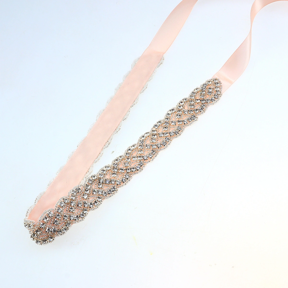 Pink Bridal Rhinestone Crystal Wedding Dress Belt Elegant Rhinestone Decor Wedding Dress Belt Ribbon for Bride Woman Lady