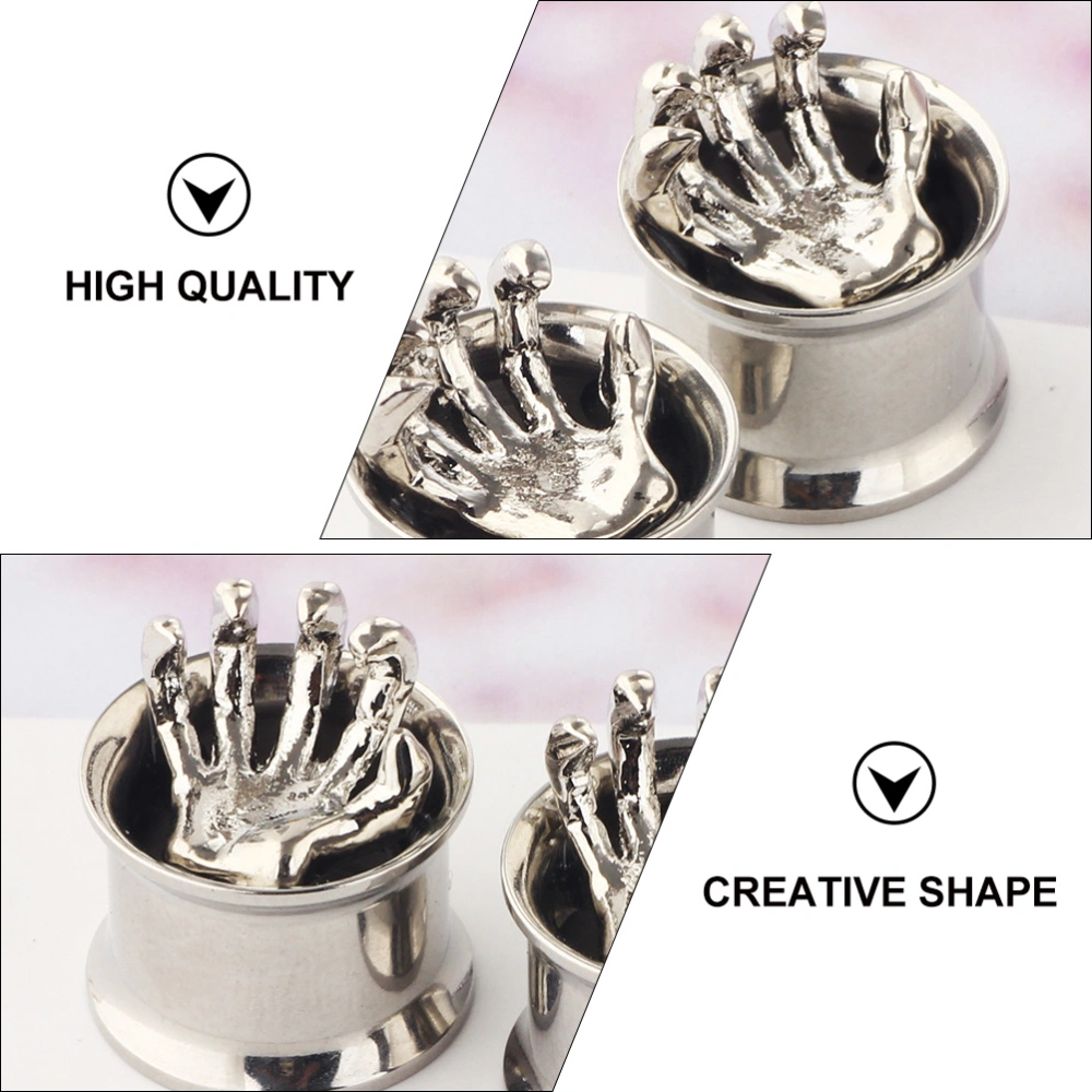 2PCS Creative 3D Hand Claw Ear Jewelries Stylish Auricle Puncture Studs (Silver)