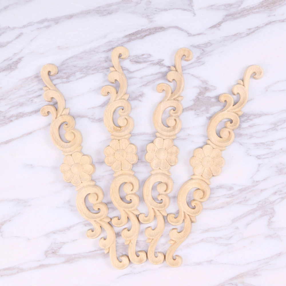 4PCS Wood Carved Corner Onlay Unpainted Applique European Style Door Cabinet Decoration