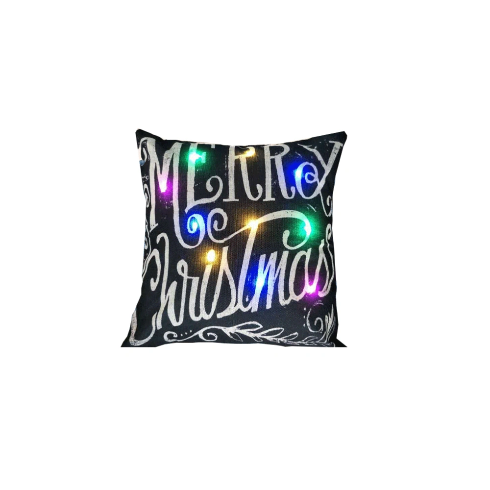 Christmas Throw Pillow Covers with LED Lights Linen Picturesque Light Up Christmas Series Cushion Cover Cases For Home  Living Room Bedroom Office Christmas Decor (7)