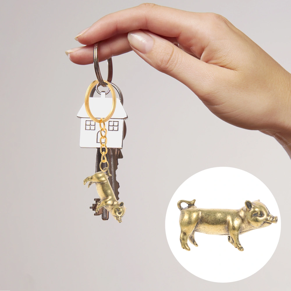 2PCS Chinese Brass Pig Charm Premium Special Keychain Hanging Charm Pendant